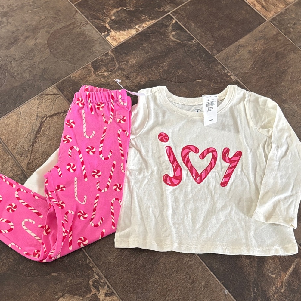 GAP Pink Candy Cane Kids Pajama Set